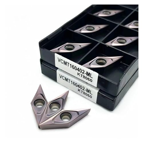 Drehmesser aus Metall 10 Stück VCMT160402 VCMT160404 VCMT160401-ML KT8060 Werkzeug für Außendrehwerkzeug aus Hartlegierung Drehmaschine Werkzeug zum Drehen (VCMT160402-ML KT8060) von BORRGTU