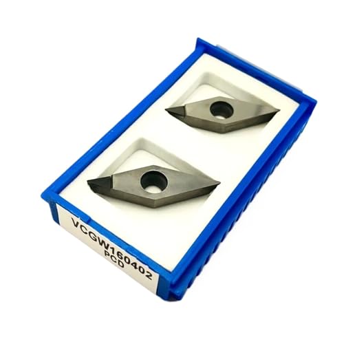 Drehmesser aus Metall 2 Stück VCGW160402 VCGW160404 VCGW160408 Klinge für zylindrische Diamantdrehwerkzeuge für Kupfer und Aluminium (2PCS-VCGW160402-PCD) von BORRGTU