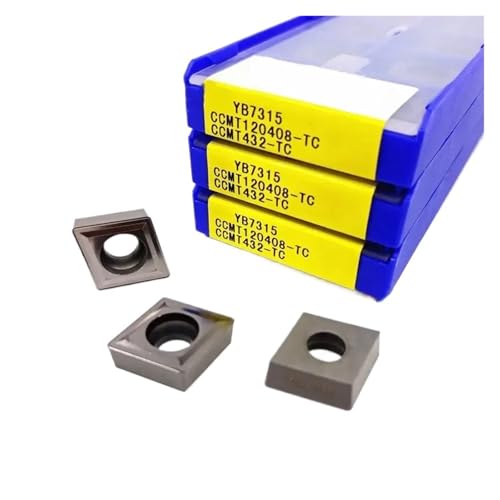 Indexierbare Drehklinge aus Metall, 10 Stück, CCMT060204-TC CCMT09T308-TC CCMT120408-TC YB7315 Außendrehwerkzeug für Drehmaschinen aus Hartlegierung (CCMT120408-TC YB7315) von BORRGTU