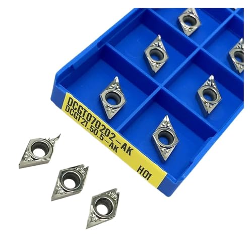 Indexierbare Drehklinge aus Metall 10 Stück DCGT070202 DCGT070204 AK H01 Drehwerkzeug aus harter Aluminiumlegierung Werkzeuge für Drehmaschinen aus Metall (DCGT070202 AK H01) von BORRGTU
