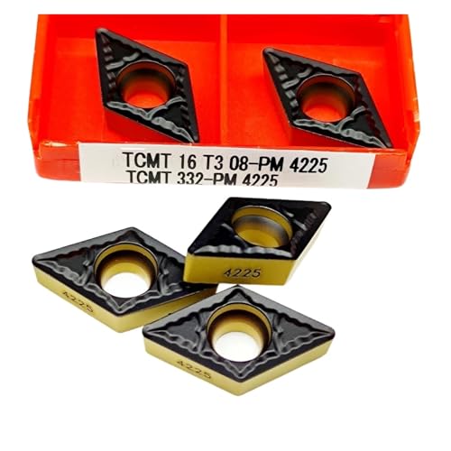 Indexierbare Drehklinge aus Metall 10 Stück DCMT070204 DCMT11T304 DCMT11T308-PM4225 Werkzeuge für Außendrehwerkzeug Hartlegierung Drehmaschine Balde (DCMT 11T308-PM4225) von BORRGTU