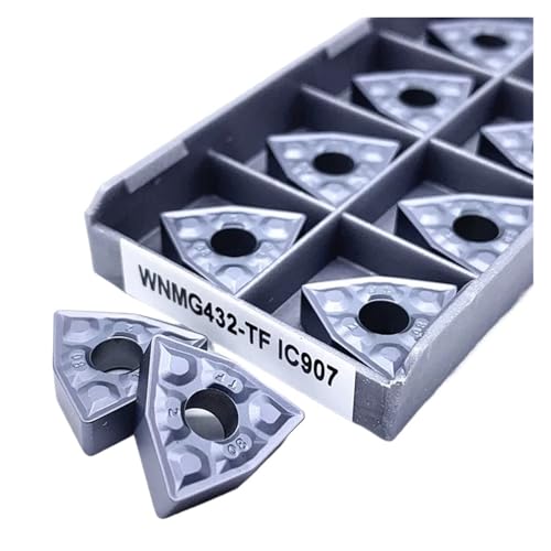 Indexierbare Drehklinge aus Metall 10 Stück WNMG080408 WNMG080404 TF IC907/908 Werkzeuge für Außendrehwerkzeug Hartlegierung Klinge zum Drehen (WNMG080408 TF IC907) von BORRGTU