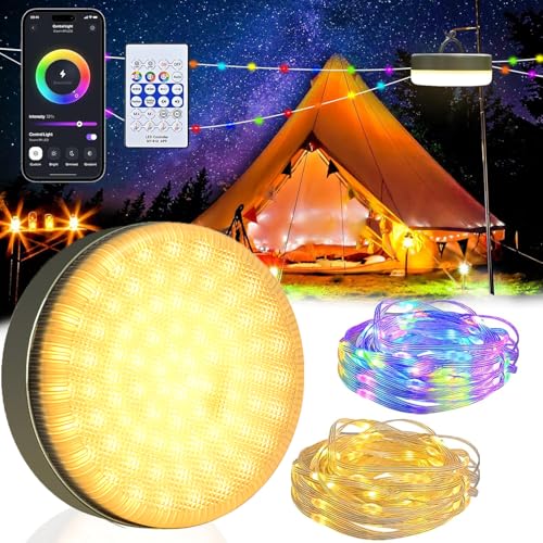 BOSITE Camping Lichterkette Aufrollbar, 4500mAh Tragbare Campinglampe, Campinglampe Außen mit 8m RGB led lichterkette, Wasserdicht, USB-Ladung, mit App Fernsteuerung BOSITE Camping Lichterkette Aufrollbar, 4500mAh Tragbare Campinglampe, Campinglampe Außen mit 8m RGB led lichterkette, Wasserdicht, USB-Ladung, mit App Fernsteuerung von BOSITE