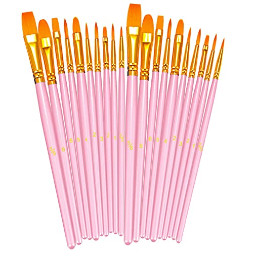 BOSOBO Pinsel-Set, 2 Stück, 20 Stück, runde spitze Spitze, Nylon, für Künstler, Acrylfarben für Acryl, Öl, Aquarell, Gesichtsnagel, Miniatur-Details und Steinmalerei, Rosa BOSOBO Pinsel-Set, 2 Stück, 20 Stück, runde spitze Spitze, Nylon, für Künstler, Acrylfarben für Acryl, Öl, Aquarell, Gesichtsnagel, Miniatur-Details und Steinmalerei, Rosa von BOSOBO