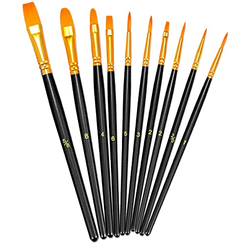 BOSOBO Pinsel-Set, 10-teilig, runde Spitzen, Nylon-Pinsel für Acryl-, Öl-, Aquarell-, Gesichts- und Körperkunst, Miniatur-Details und Steinmalerei, schwarz BOSOBO Pinsel-Set, 10-teilig, runde Spitzen, Nylon-Pinsel für Acryl-, Öl-, Aquarell-, Gesichts- und Körperkunst, Miniatur-Details und Steinmalerei, schwarz von BOSOBO