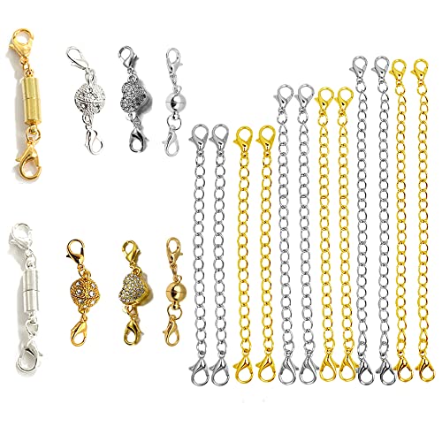 20 Stück magnetische Karabinerhaken und Kettenverlängerungen, Herzform Halskette Verbinder Armband Schnalle Verschluss für Schmuck Dekor, Verlängerung Kette für DIY Handwerk Schmuck machen liefert 20 Stück magnetische Karabinerhaken und Kettenverlängerungen, Herzform Halskette Verbinder Armband Schnalle Verschluss für Schmuck Dekor, Verlängerung Kette für DIY Handwerk Schmuck machen liefert von BOSOIRSOU