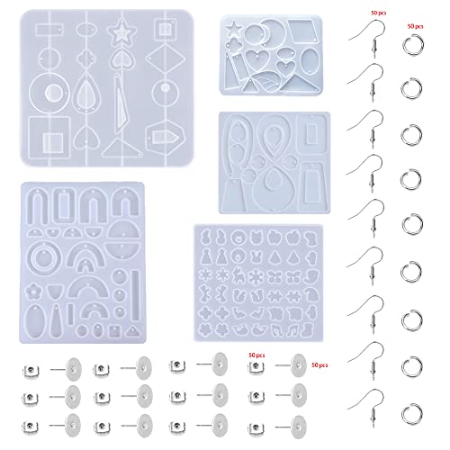 BOSOIRSOU 205 Stück Harz Schmuckformen und Ohrringhaken, Silikon-Anhängerformen Ohrstecker Formen Armband Halskette Schmuckherstellung Kits Epoxid-Gießformen, mit Ohrringhaken Biegering BOSOIRSOU 205 Stück Harz Schmuckformen und Ohrringhaken, Silikon-Anhängerformen Ohrstecker Formen Armband Halskette Schmuckherstellung Kits Epoxid-Gießformen, mit Ohrringhaken Biegering von BOSOIRSOU