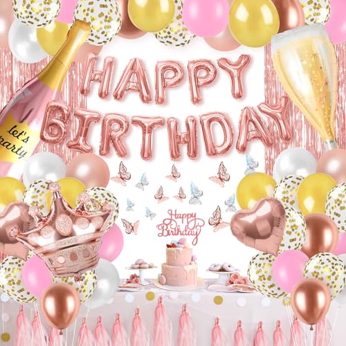 BOSONER 【Party Geburtstag Deko für Frauen Männer】Geburtstagsfeier Dekorationen Mädchen Geschenk, Happy Birthday Banner Geburtstag Luftballons für Mädchen BOSONER 【Party Geburtstag Deko für Frauen Männer】Geburtstagsfeier Dekorationen Mädchen Geschenk, Happy Birthday Banner Geburtstag Luftballons für Mädchen von BOSONER