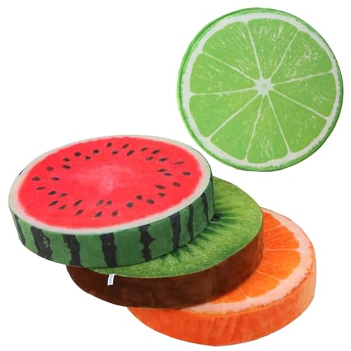 BOSREROY Little Ones 4 Pcs Fruit Creative Floor Plush Fruit Themed Lemon Design Orange and Kiwi Watermelon for Ideal Playrooms von BOSREROY