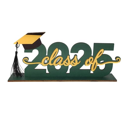 BOSSETY Abschlussfeier Graduation Dekoration 2025, 3D-Ornamente- 2025 – Holz-Schreibtischdekoration zur Abschlusssaison, Geschenke zum Schulabschluss, ABI 2025 Deko, Abschlussfeier Deko (Grün) von BOSSETY