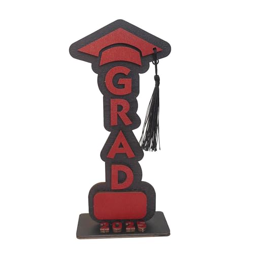 BOSSETY Abschlussfeier Graduation Dekoration 2025, 3D-Ornamente- GRAD – Holz-Schreibtischdekoration zur Abschlusssaison, Geschenke zum Schulabschluss, ABI 2025 Deko, Abschlussfeier Deko (E) von BOSSETY