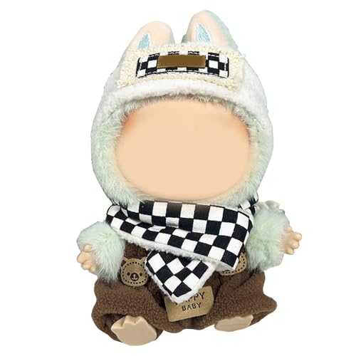 BOSSETY Labu Puppenkleidung für 17cm Labu Puppe, Mütze + Schachbrettschal + Kleidung, Passende Kleidung für die Plüsch Toy, Labu Kleidung Set für 17cm Puppe, Geeignet zum Fotografieren und Sammeln (A) BOSSETY Labu Puppenkleidung für 17cm Labu Puppe, Mütze + Schachbrettschal + Kleidung, Passende Kleidung für die Plüsch Toy, Labu Kleidung Set für 17cm Puppe, Geeignet zum Fotografieren und Sammeln (A) von BOSSETY