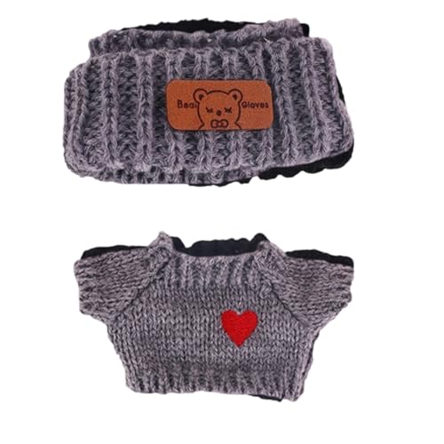 BOSSETY Labubu Kleidung, Bekleidung für 17cm Labubu Plüsch, nur Bekleidungs (Keine Puppen), Einfach an- und auszuziehen, geeignet zum Fotografieren und Sammeln, DIY Geschenke (3-Grau) von BOSSETY