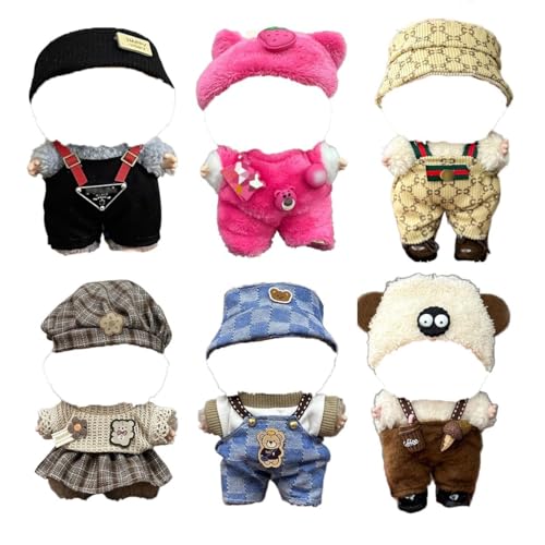 Kleidung für Puppe – 6er-Set 17 cm große Puppenkleidung für Doll, Stylisches Outfit mit Zubehör zum Spielen und Präsentieren, süße Kleidung Geschenk für Kinder & Sammler (Keine Puppe) von BOSSETY