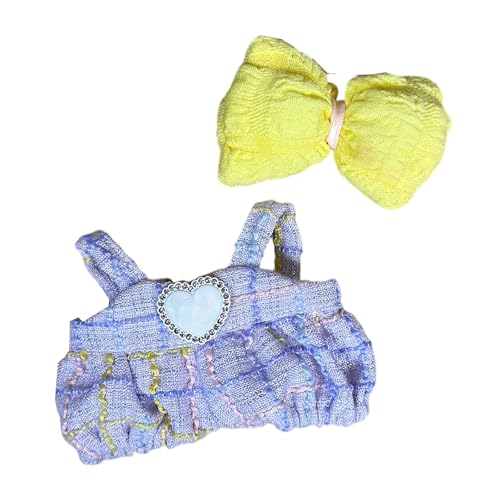 Labubu Kleidung für Puppe, Passende Kleidung für die Labubu-Plüsch Toy, Labubu-Outfit mit Zubehör, Kleidung Set für 17 cm große Puppe (A-Lila) von BOSSETY