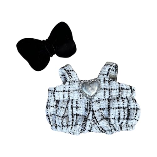 Labubu Kleidung für Puppe, Passende Kleidung für die Labubu-Plüsch Toy, Labubu-Outfit mit Zubehör, Kleidung Set für 17 cm große Puppe (A-Schwarz) von BOSSETY