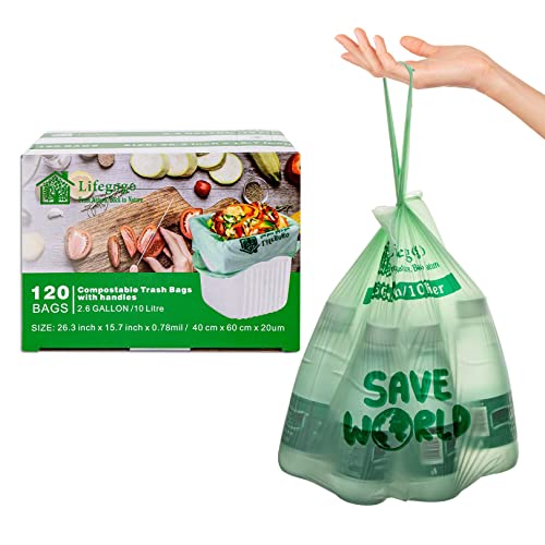 120 Biomüllbeutel mit Henkel: Kompostierbare biologisch abbaubar Müllbeutel (10L-120 Müllsäcke) von BOTEWO