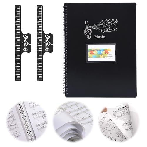 A4 Notenmappen Chormappe Schwarz: Notenordner mit 60 Tasche Mappe für Notenblätter Klarsichthüllen Kunststoff Music Sheet Folder - Ringbuch A4 mit 2 Notenklammern A4 Notenmappen Chormappe Schwarz: Notenordner mit 60 Tasche Mappe für Notenblätter Klarsichthüllen Kunststoff Music Sheet Folder - Ringbuch A4 mit 2 Notenklammern von BOTEWO