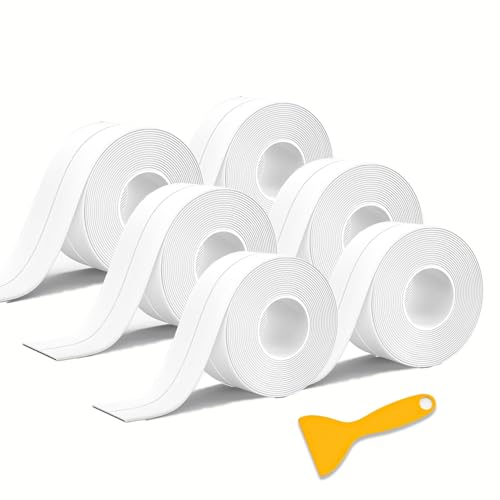 BOTOING 6 Rollen Dichtungsband Selbstklebend, Fugendichtband, Dichtband Selbstklebend, PVC Dichtungsstreifen Klebeband, Dichtungsband für Küche,Badezimmer, Wandecke, dass Feuchti(38 mm x 3,2 m) von BOTOING