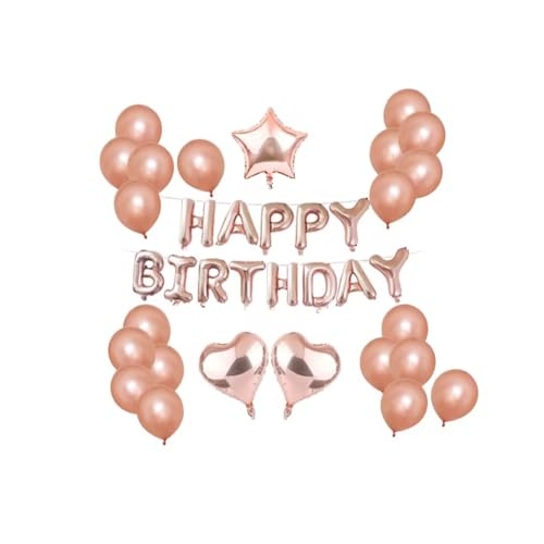 BOTOING Geburtstagsballonset aus Roségold-Aluminiumfolie, 10 runde 18-Zoll-Bälle + 16-Zoll-Geburtstagsballon + 2 Herzen + 1 fünfzackiger Sternballon, geeignet für Geburtstagsfeiern BOTOING Geburtstagsballonset aus Roségold-Aluminiumfolie, 10 runde 18-Zoll-Bälle + 16-Zoll-Geburtstagsballon + 2 Herzen + 1 fünfzackiger Sternballon, geeignet für Geburtstagsfeiern von BOTOING
