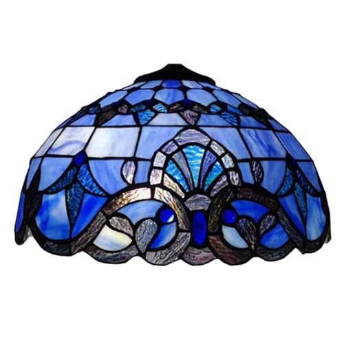 16 Zoll Tiffany Lampenschirm Ersatz, 40 cm Buntglas Barock Lampenschirme Nur mit Kappe, Geeignet für die Verwendung mit Tischlampe Stehleuchte Hängende Pendelleuchte Deckenleuchte,Blau von BOTOWI