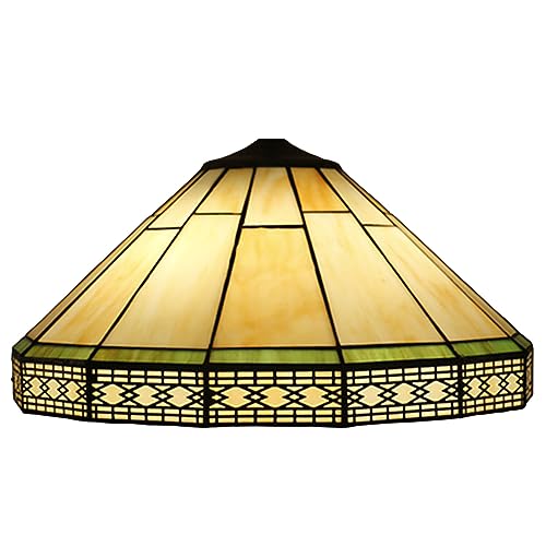 BOTOWI 16-Zoll-Tiffany-Buntglaslampenschirm Ersatz Gelber Mission-Lampenschirm nur mit Kappe Passend für Tischlampe, Pendelleuchte, Stehleuchte, Deckenleuchte von BOTOWI