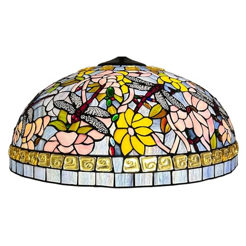 BOTOWI Tiffany Lampenschirm Ersatz, nur 22 Zoll große Buntglas Libelle Lampenschirme, Vintage handgemachte Blume Licht Abdeckung Zubehör für Stehlampen Tischlampen Pendelleuchte BOTOWI Tiffany Lampenschirm Ersatz, nur 22 Zoll große Buntglas Libelle Lampenschirme, Vintage handgemachte Blume Licht Abdeckung Zubehör für Stehlampen Tischlampen Pendelleuchte von BOTOWI