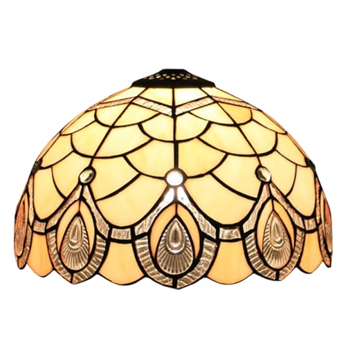 BOTOWI Tiffany Lampenschirm Ersatz 12" Creme Bernstein Buntglas Lampenschirme nur mit Kappe klar Pfau Perlen Weinlese-Licht Abdeckung fit für Tischlampe Pendelleuchte Deckenleuchte Haus Dekoration BOTOWI Tiffany Lampenschirm Ersatz 12" Creme Bernstein Buntglas Lampenschirme nur mit Kappe klar Pfau Perlen Weinlese-Licht Abdeckung fit für Tischlampe Pendelleuchte Deckenleuchte Haus Dekoration von BOTOWI