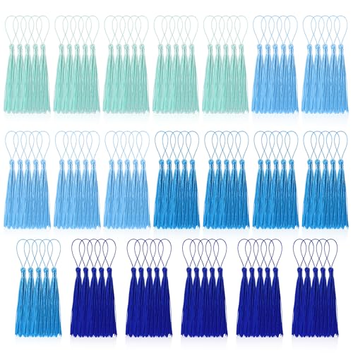 BOUBONI 100 Stück Quasten Blau Serie Weich Seidig Handgefertigte Mini Quasten für Lesezeichen Anhänger Schmuckherstellung DIY Bastelzubehör Schlüsselanhänger Zubehör Kleiderdekoration BOUBONI 100 Stück Quasten Blau Serie Weich Seidig Handgefertigte Mini Quasten für Lesezeichen Anhänger Schmuckherstellung DIY Bastelzubehör Schlüsselanhänger Zubehör Kleiderdekoration von BOUBONI