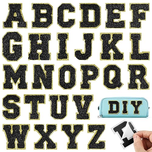 BOUBONI 26 Stück schwarze Buchstaben zum Aufbügeln von A bis Z, selbstklebende Chenille-Buchstabenflicken für Stoffkleidung BOUBONI 26 Stück schwarze Buchstaben zum Aufbügeln von A bis Z, selbstklebende Chenille-Buchstabenflicken für Stoffkleidung von BOUBONI