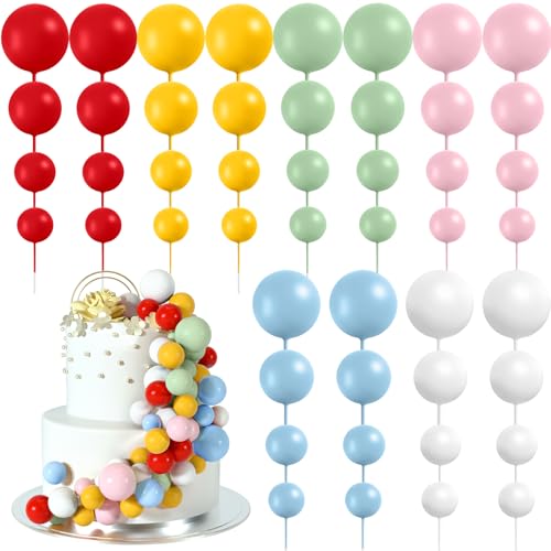 BOUBONI 48 Stück Tortendeko Kugeln Cake Topper Kuchen Kugeln Dekorationen Ballon Cupcake Tortenaufleger für Geburtstag Party Hochzeit Babyparty Kuchendekoration (Rot, Gelb, Grün, Rosa, Blau, Weiß) BOUBONI 48 Stück Tortendeko Kugeln Cake Topper Kuchen Kugeln Dekorationen Ballon Cupcake Tortenaufleger für Geburtstag Party Hochzeit Babyparty Kuchendekoration (Rot, Gelb, Grün, Rosa, Blau, Weiß) von BOUBONI