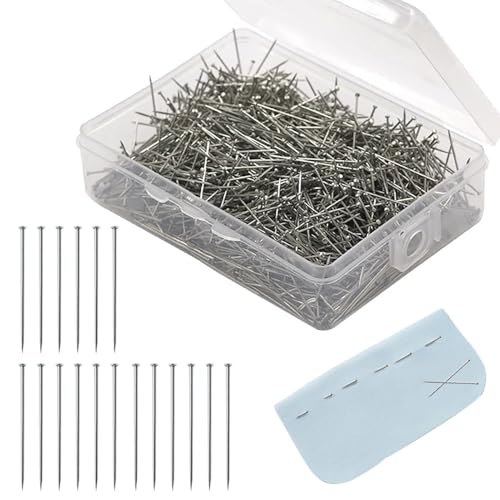 BOULESENM 1600 Stück Stecknadeln Ohne Kopf, 26mm Schneiderin Kopf Pins, Pinnadeln in Box Stecknadel Satin Pin Kopfnadeln für Schmuck Hertstellung, Nähen und Handwerk, Edelstahl von BOULESENM
