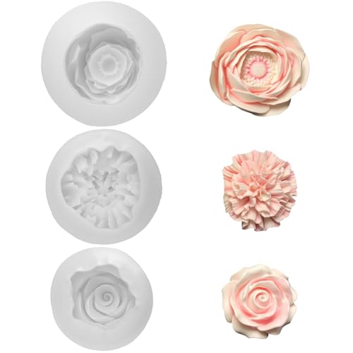 BOULESENM 3 PCS Silikonform Blumen, Rosen Nelke Pfingstrose Silikonformen,Silikonformen Gießformen Blumen,Gießform Blume,für die Herstellung von handgefertigten Duftkerzen, Seifen, Gourmet BOULESENM 3 PCS Silikonform Blumen, Rosen Nelke Pfingstrose Silikonformen,Silikonformen Gießformen Blumen,Gießform Blume,für die Herstellung von handgefertigten Duftkerzen, Seifen, Gourmet von BOULESENM