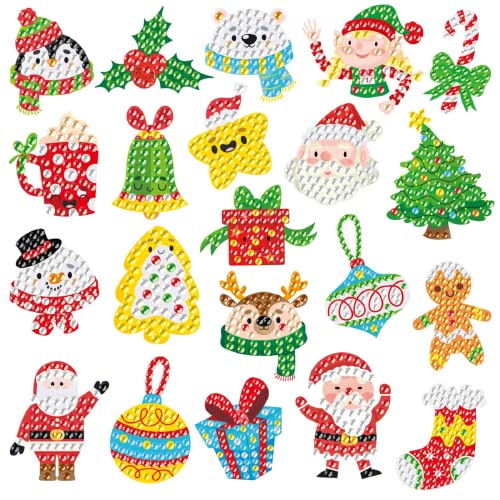 BOUTIKS 5D Diamond Painting Weihnachten, 21 Stücke DIY Weihnachten Diamant Aufkleber Kit Diamant Malerei Kits für Aufkleber Kinder Weihnachtsdekoration von BOUTIKS