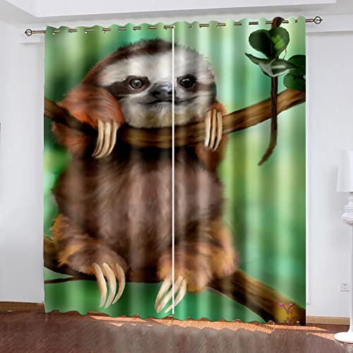 BOVZOX Vorhänge Blickdicht 2 Stück x 140 B x 245cm H Verdunklungsgardine mit Ösen für Wohnzimmer Schlafzimmer Kinderzimmer, Wärmeschutz & Geräuschreduzierung für Zimmer Tier & Faultier BOVZOX Vorhänge Blickdicht 2 Stück x 140 B x 245cm H Verdunklungsgardine mit Ösen für Wohnzimmer Schlafzimmer Kinderzimmer, Wärmeschutz & Geräuschreduzierung für Zimmer Tier & Faultier von BOVZOX