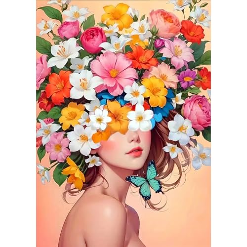 Bowetile 5D Diamond Painting Bilder, Diamant Painting Frau und Blumen, Diamond Painting Set für Erwachsene Kinder, Komplettes DIY Diamond Art Malen Stickset, Kreuzstichbilder für Wohnkultur 30x40 cm Bowetile 5D Diamond Painting Bilder, Diamant Painting Frau und Blumen, Diamond Painting Set für Erwachsene Kinder, Komplettes DIY Diamond Art Malen Stickset, Kreuzstichbilder für Wohnkultur 30x40 cm von Bowetile