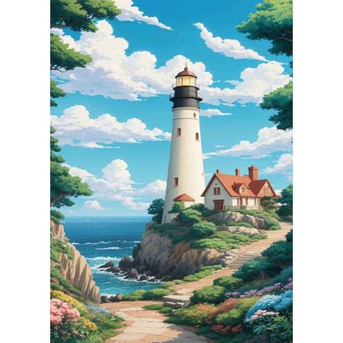 BOWETILE 5D Diamond Painting Bilder, Diamant Painting Leuchtturm am Meer, Diamond Painting Set für Erwachsene Kinder, Komplettes DIY Diamond Art Malen Stickset, Kreuzstichbilder für Wohnkultur 30x40cm BOWETILE 5D Diamond Painting Bilder, Diamant Painting Leuchtturm am Meer, Diamond Painting Set für Erwachsene Kinder, Komplettes DIY Diamond Art Malen Stickset, Kreuzstichbilder für Wohnkultur 30x40cm von Bowetile