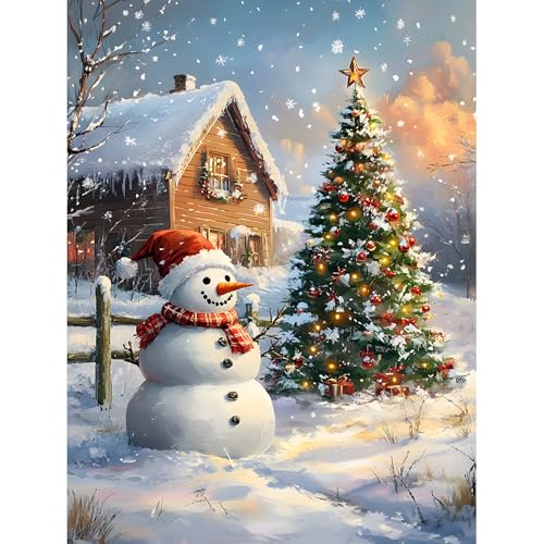 Bowetile 5D Diamond Painting Bilder, Diamant Painting Weihnachten, Diamond Painting Set für Erwachsene Kinder, Komplettes DIY Diamond Art Malen Stickset, Kreuzstichbilder für Wohnkultur 30x40 cm von Bowetile