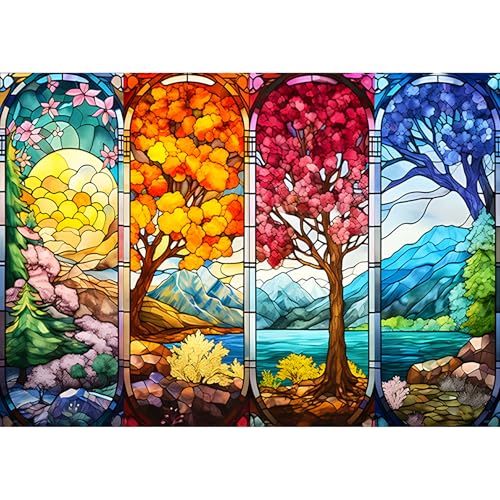Bowetile 5D Diamond Painting Bilder Buntglas, Landschaft Lebensbaum Diamond Painting Set für Erwachsene und Kinder, Komplettes DIY Diamond Art Malen Stickset für Kreuzstichbilder, Wohnkultur 40x30 cm Bowetile 5D Diamond Painting Bilder Buntglas, Landschaft Lebensbaum Diamond Painting Set für Erwachsene und Kinder, Komplettes DIY Diamond Art Malen Stickset für Kreuzstichbilder, Wohnkultur 40x30 cm von Bowetile