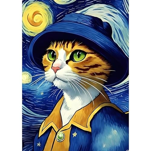 Bowetile 5D Diamond Painting Bilder Sternenhimmel, Katze Diamond Painting Set für Erwachsene und Kinder, Komplettes DIY Diamond Art Malen Stickset für Kreuzstichbilder, Wohnkultur 30x40 cm Bowetile 5D Diamond Painting Bilder Sternenhimmel, Katze Diamond Painting Set für Erwachsene und Kinder, Komplettes DIY Diamond Art Malen Stickset für Kreuzstichbilder, Wohnkultur 30x40 cm von Bowetile