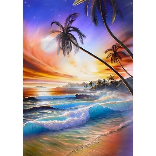 Bowetile 5D Diamond Painting Bilder Strand, Sonnenuntergangsstrand Diamond Painting Set für Erwachsene und Kinder, Komplettes DIY Diamond Art Malen Stickset für Kreuzstichbilder, Wohnkultur 30x40 cm Bowetile 5D Diamond Painting Bilder Strand, Sonnenuntergangsstrand Diamond Painting Set für Erwachsene und Kinder, Komplettes DIY Diamond Art Malen Stickset für Kreuzstichbilder, Wohnkultur 30x40 cm von Bowetile