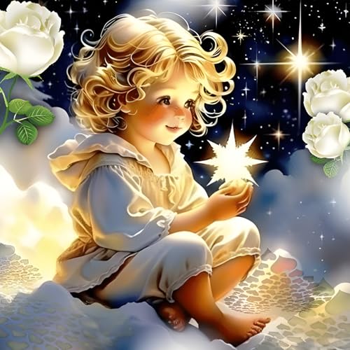 Bowetile 5D Diamond Painting Bilder Süßer Engel, Blume Wolke Diamond Painting Set für Erwachsene und Kinder, Komplettes DIY Diamond Art Malen Stickset für Kreuzstichbilder, Wohnkultur 30x30 cm Bowetile 5D Diamond Painting Bilder Süßer Engel, Blume Wolke Diamond Painting Set für Erwachsene und Kinder, Komplettes DIY Diamond Art Malen Stickset für Kreuzstichbilder, Wohnkultur 30x30 cm von Bowetile