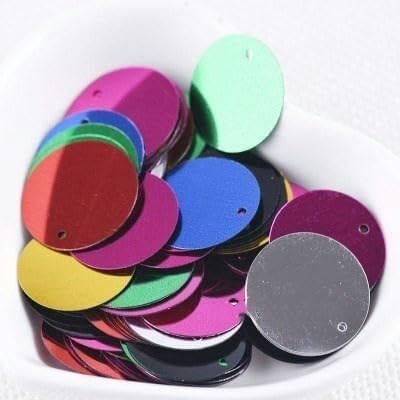 Dekorative Pailletten, lose Pailletten, schillernd, bunte große Pailletten mit 1 Seitenloch, PVC, flach, rund, lose Pailletten, Nähen, Basteln, Scrapbooking, Anhänger von BOWINGBO