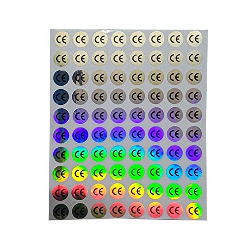 BOWTONG 80 Stück/Blatt Hologramm-Klebeetiketten, CE-zertifiziert, Durchmesser 10 mm, für elektronische Aufkleber, wasserdicht von BOWTONG