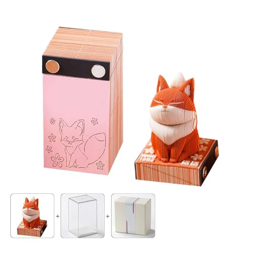 Kunst-Haftnotizen, 3D-Notizblock, Kunst, Fuchs-Papierskulptur, Haftnotizen, 3D-Hasen-Notizblock, Papierschnitzerei, antihaftbeschichtete Notizen, geeignet für Notizen, dekorative Ornamente, Kunst-Haftnotizen, 3D-Notizblock, Kunst, Fuchs-Papierskulptur, Haftnotizen, 3D-Hasen-Notizblock, Papierschnitzerei, antihaftbeschichtete Notizen, geeignet für Notizen, dekorative Ornamente, von BOWTONG