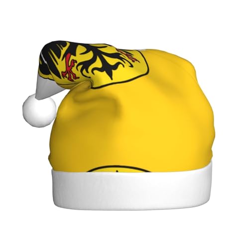 Festliche Weihnachtsmütze für Erwachsene mit schlesischer Flagge, gemütliche Weihnachtsmütze für Männer und Frauen, Neujahrsparty-Zubehör, Rot von BOXILTD
