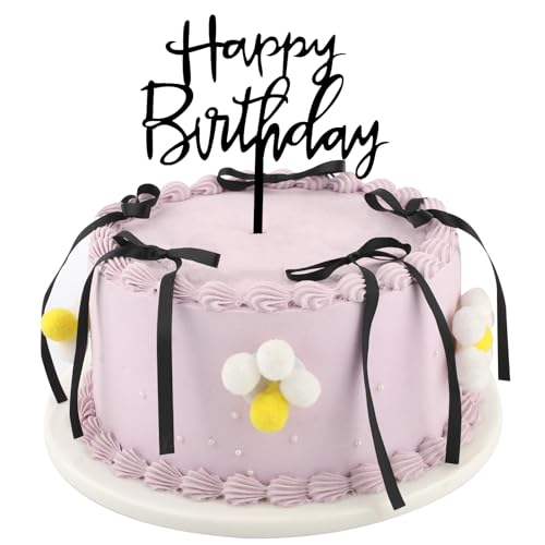 10stk Kuchen Deko Schleife und Happy Birthday-Schild, Schwarz Tortenaufsatz mit Schleifenbändern Coquette-Geburtstagskuchen-Dekoration für Babyparty Hochzeit Junggesellenabschiedszubehör 10stk Kuchen Deko Schleife und Happy Birthday-Schild, Schwarz Tortenaufsatz mit Schleifenbändern Coquette-Geburtstagskuchen-Dekoration für Babyparty Hochzeit Junggesellenabschiedszubehör von BOXOB