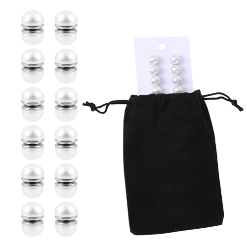 12 Paar Perlen Schleier Gewichte, Magnetische Doppelseitige Schleiergewichte Unsichtbare Magnete für Kleider Kleidung Schals Ideale Hochzeitsaccessoires Freien und Geschenke für Braut(Weiß) von BOXOB