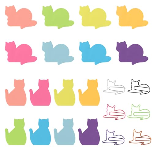 16er-Pack/480 Blatt Katzen-Haftnotizen, Niedlicher Selbstklebender Notizblock mit 10stk Katzen-Büroklammern Kawaii-Katzen-Notizblöcke Lustiges Schreibtischzubehör für Büro Schule Lehrer 16er-Pack/480 Blatt Katzen-Haftnotizen, Niedlicher Selbstklebender Notizblock mit 10stk Katzen-Büroklammern Kawaii-Katzen-Notizblöcke Lustiges Schreibtischzubehör für Büro Schule Lehrer von BOXOB