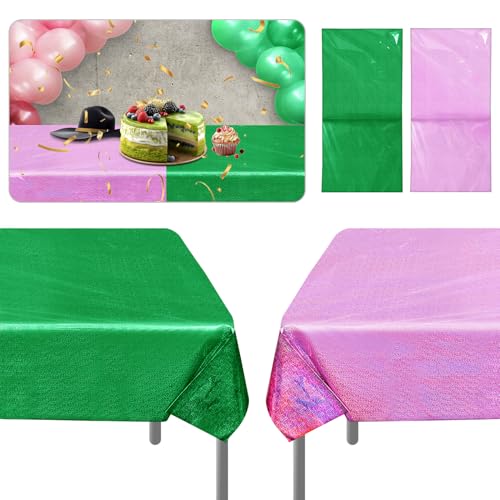 2 Stück Wicked Party Tischdecke, 2,7x1m Rosa & Grün Glänzende Tischdecken Wicked Themen Party Dekorationen für Cosplay Geburtstag von BOXOB